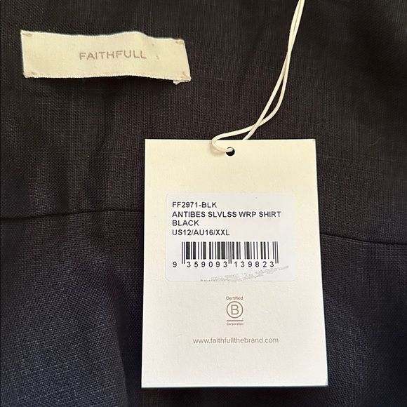 NWT Faithful the Brand Antibes Sleeveless Wrap Shirt Flax Linen Cropped Fitted - Picture 8 of 9